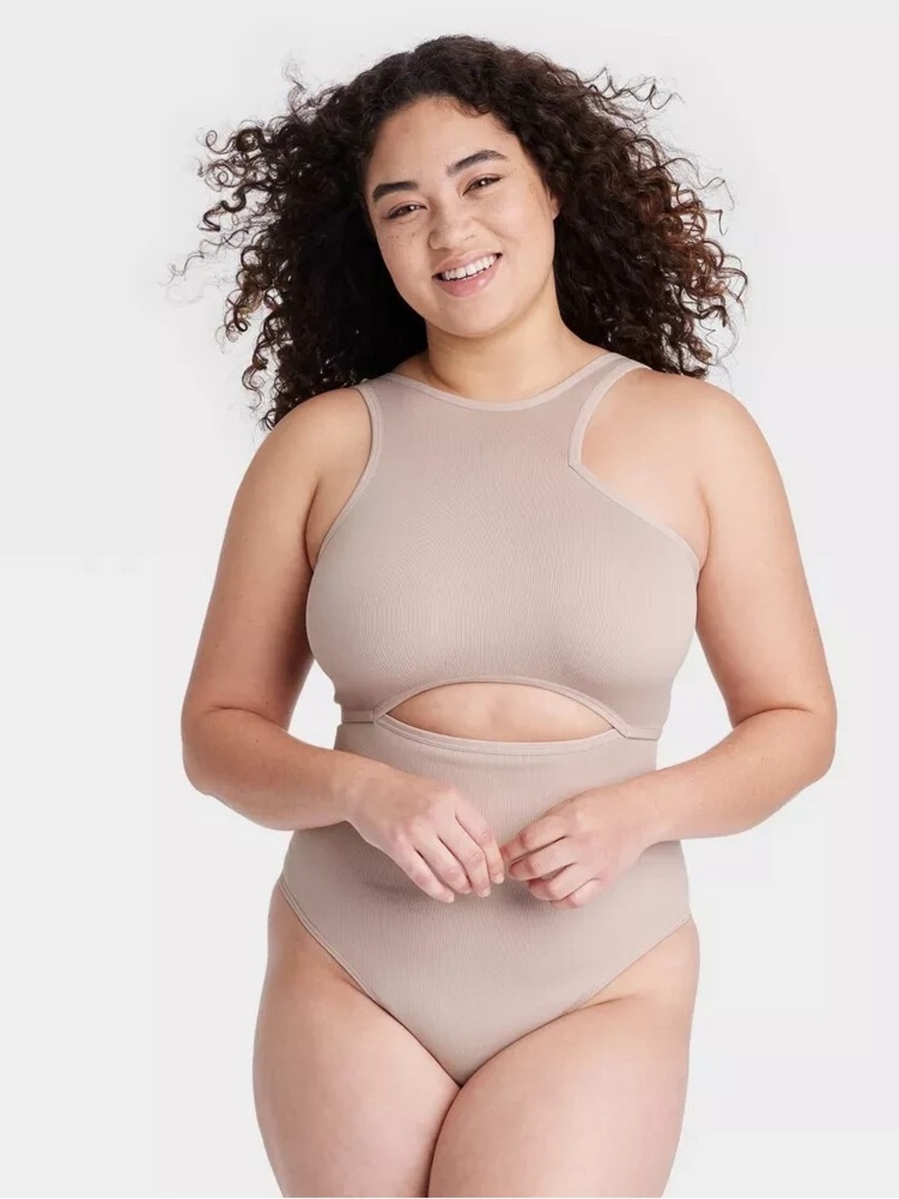 Colsie Beige Ribbed bodysuit XS